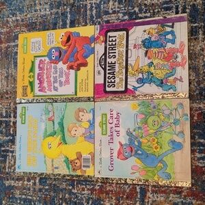 Little Golden Book Vintage Sesame Street Hardback Books Set of 4